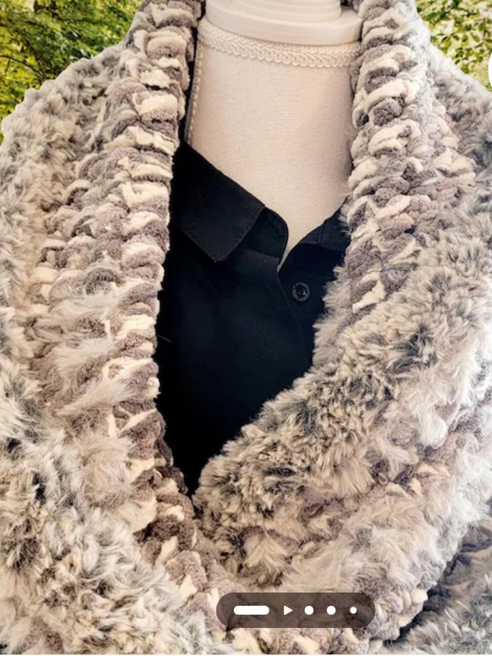 West loop plush rabbit faux fur infinity scarf - taupe gray